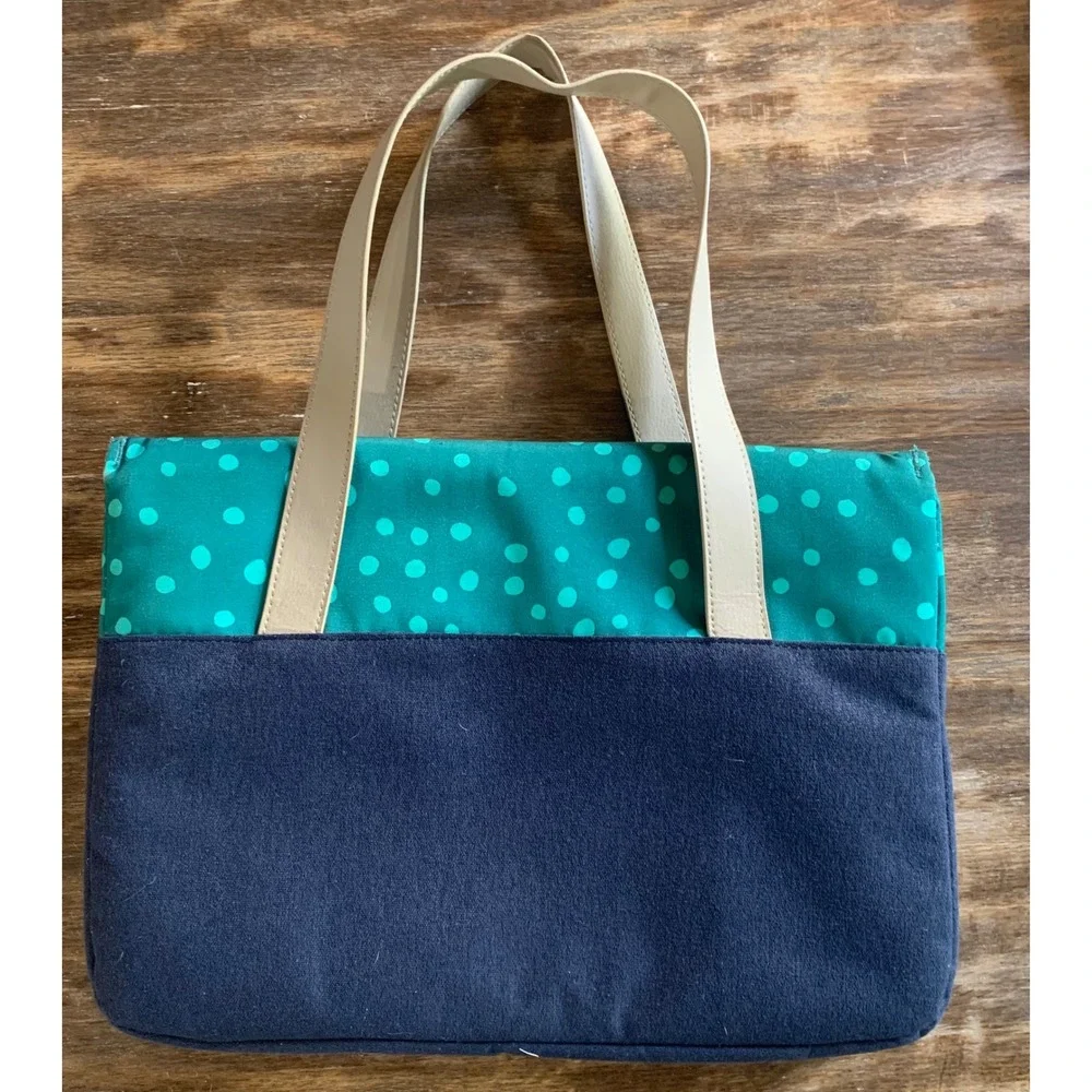STM Laptop Tote Bag Navy Teal Polka Dot Techwear Indie Minimalist Y2K Retro 90s